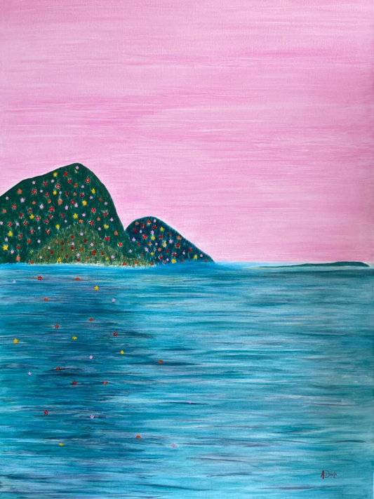 Bay of the Happy Souls, Original Acrylic on Canvas, 30 in x 40 in
