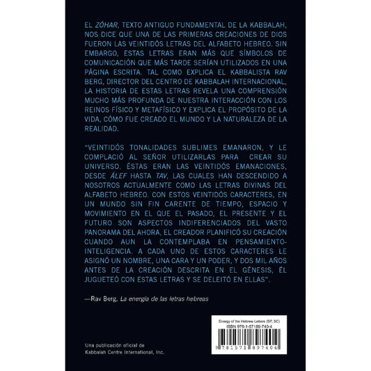 La Energía de las Letras Hebreas, Rav Berg, The Kabbalah Centre (Español)