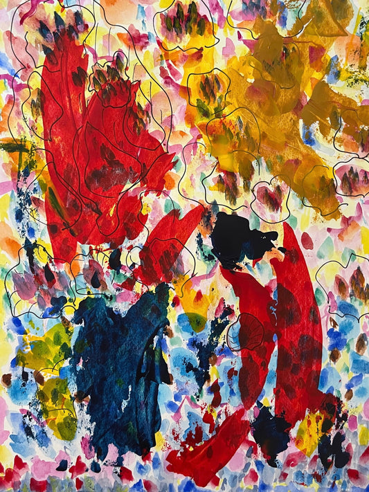Holding On, Original Watercolor, Ink, Acrylic on Paper, 11 in x 14 in