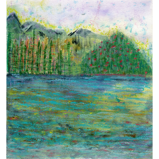 Inherent Rhythms, Original Watercolor + Pastel, Artist Study, 6.5 in x 7 in