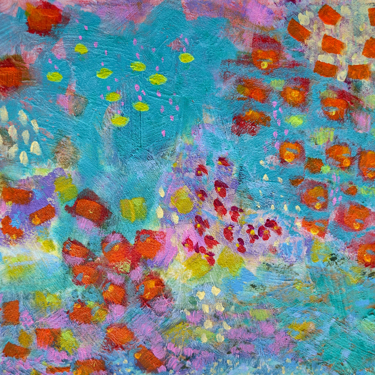 The Pilgrimage, Original Acrylic and Gesso on Paper, 8 in x 8 in