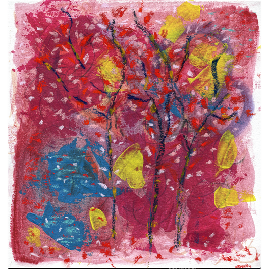 Transient, Original Watercolor, Acrylic, Pastel, 6.5 in x 7 in